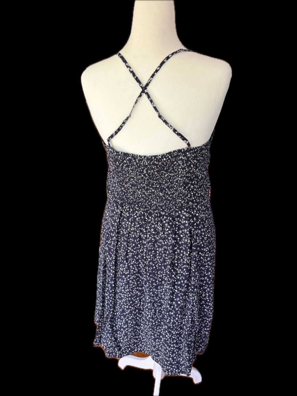 GAP Navy Floral Smocked Midi Dress – Cottagecore, Coastal Summer - Picture 3 of 7